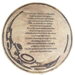 Full Moon Wall Sign with Engraved Poem Romantic Gift Anniversary Gift